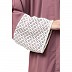 Double layered abaya with embroidered fabric- Pink-White